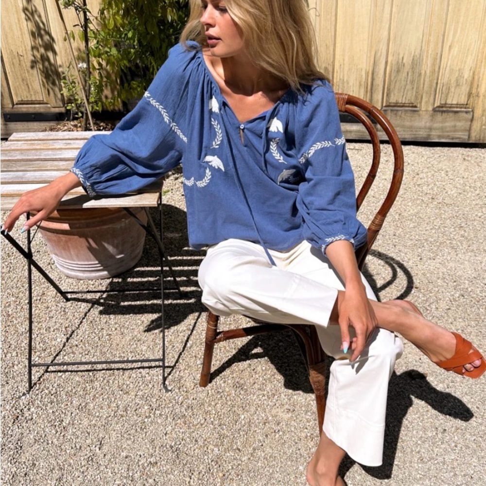 Emerson Fry Lucy Dove Embroidery Blouse